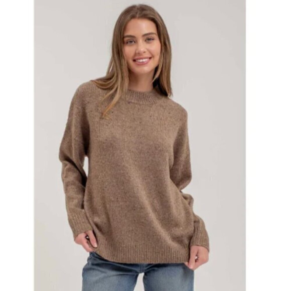 Blu Pepper Wool Blend Crew Neck Speckle Knit Sweater